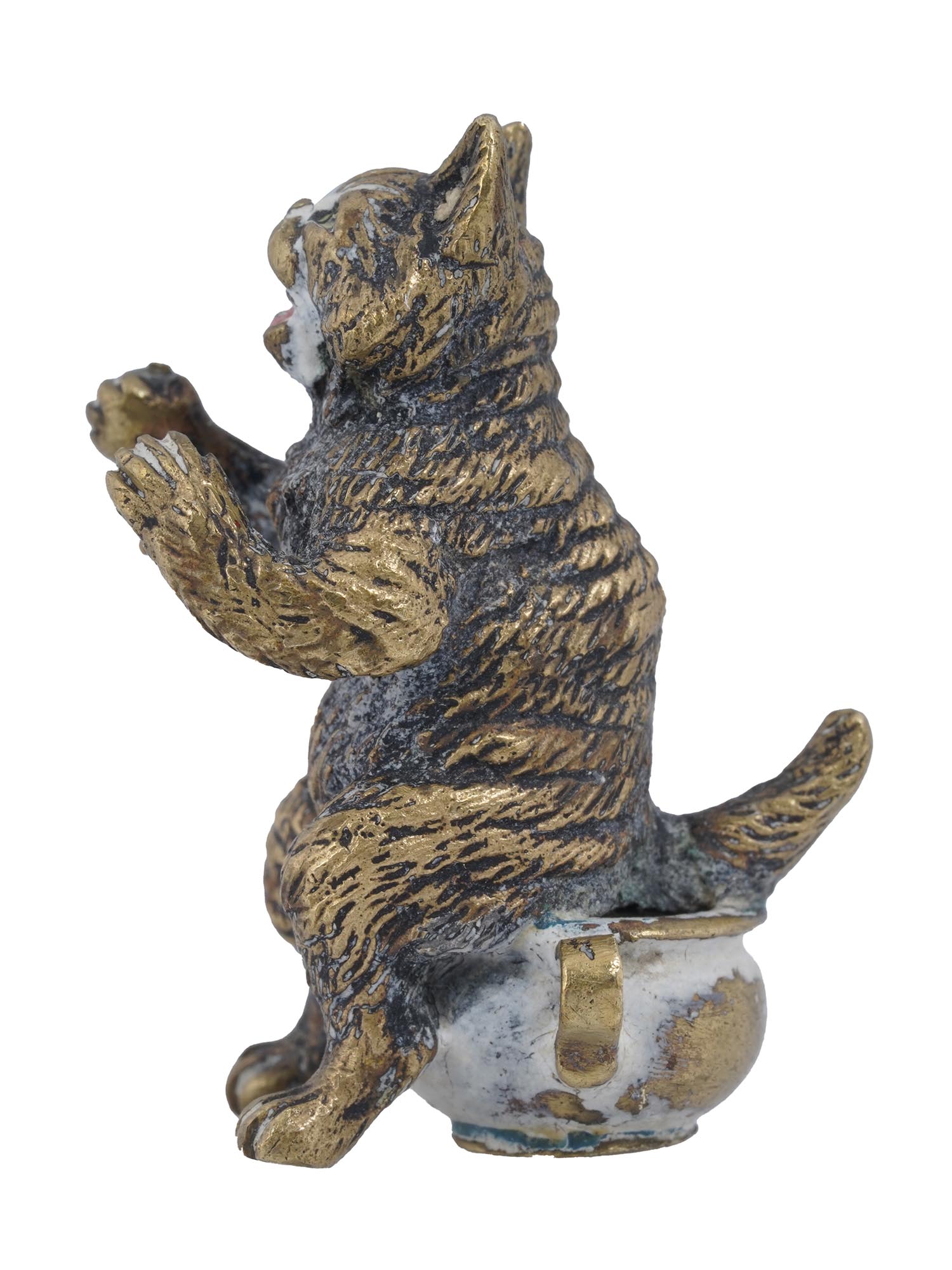 ANTIQUE VIENNESE COLD PAINTED BRONZE CAT FIGURINE PIC-3